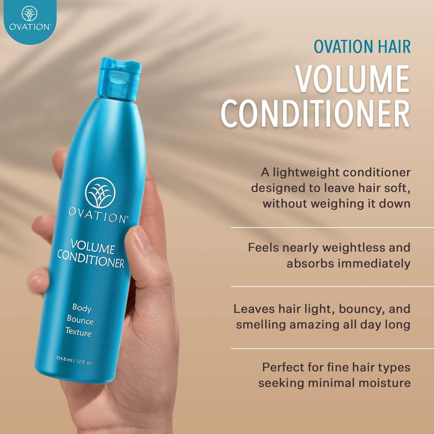 Ovation Hair Volumizing 3-Step Bundle for Fine Hair - with Volume Shampoo and Conditioner, Cell Therapy Hair Growth & Healthy Scalp Treatment - Add Weightless Volume, Bounce & Fullness : Beauty & Personal Care