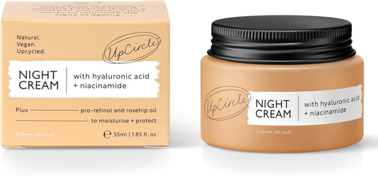 Upcircle Night Cream With Hyaluronic Acid + Niacinamide 55Ml - Nourishing And Unscented For Sensitive Skin Anti-Ageing Properties - Vegan Cruelty-Free