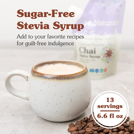 Nunaturals Stevia Syrup, Sugar-Free Sweetener, Plant-Based Sugar Substitute, Zero Calorie, Sugar-Free Syrup, Chai Spice, 6.6Oz (3-Pack)