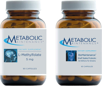 Metabolic Maintenance 2-Product Set with L-Methylfolate 5mg - Active Folate (L-5-MTHF), Mood Support (90 Capsules) + BioMaintenance 50 Billion CFU Probiotic, Immune Support (60 Capsules)