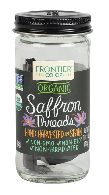 Frontier Co-Op Organic Saffron Threads, 0.01 Ounce Bottle, Hand Harvested, Mediterranean, Arabian & Indian Recipes, Kosher