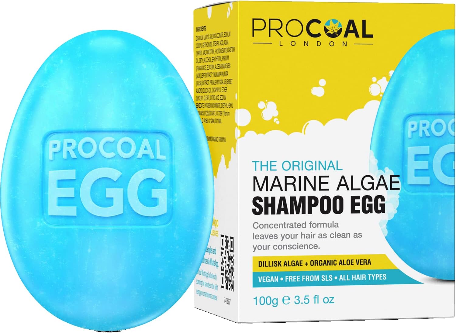 New Vegan Marine Algae Shampoo Bar 100G By Procoal - Sls Free Solid Shampoo Bar, Marine Algae, Amino Acid Rich Aloe Vera, Sweet Almond Oil, Cruelty-Free
