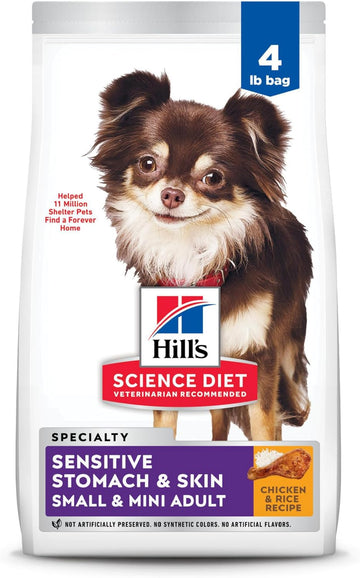 Hill'S Science Diet Sensitive Stomach & Skin, Adult 1-6, Small & Mini Breeds Stomach & Skin Sensitivity Support, Dry Dog Food, Chicken Recipe, 4 Lb Bag