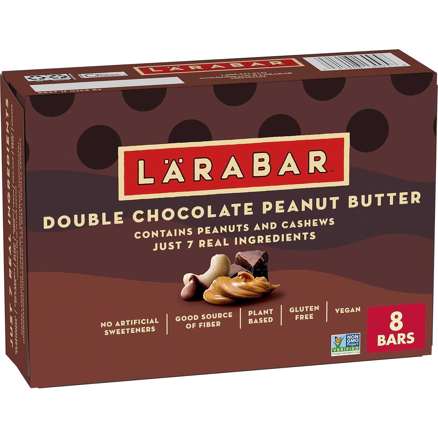 Larabar Double Chocolate Peanut Butter, Gluten Free Vegan Bars, 8 Ct