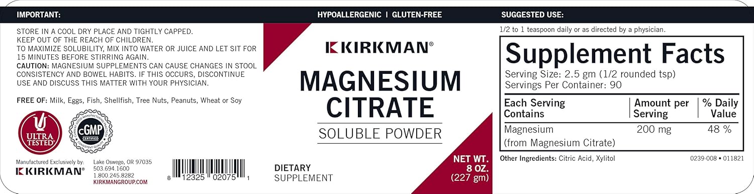 Magnesium Citrate Soluble Powder - Hypo, 227gm/8oz : Health & Household