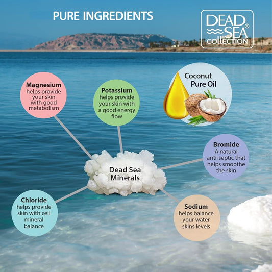 Dead Sea Collection Bath Salts With Almond & Vanilla – Pure Dead Sea Salt And Sweet Almond Oil - Nourishing Soothing And Relaxing Skin And Muscle – 34.2 Oz