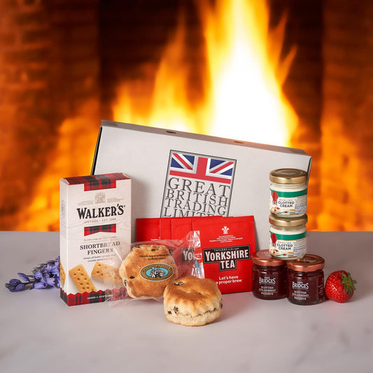 Afternoon Tea Gift Hamper With Scones, Strawberry Jam, Clotted Cream, Tea Bags And Shortbread, From Great British Trading