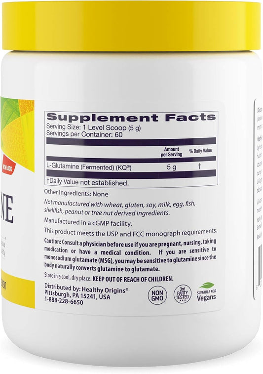 Healthy Origins L-Glutamine (American-Made, Non-Gmo, Gluten Free, Muscle Support, Immune Support), 10.6 Ounce
