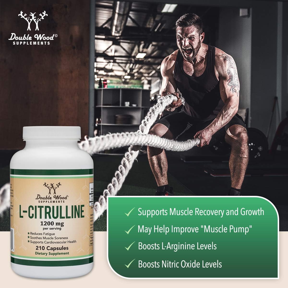 L Citrulline Capsules 1,200mg Per Serving, 210 Count (L-Citrulline Increases Levels of L-Arginine, Acts as a Nitric Oxide Booster) Muscle Recovery Supplement to Improve Muscle Pump by Double Wood : Health & Household