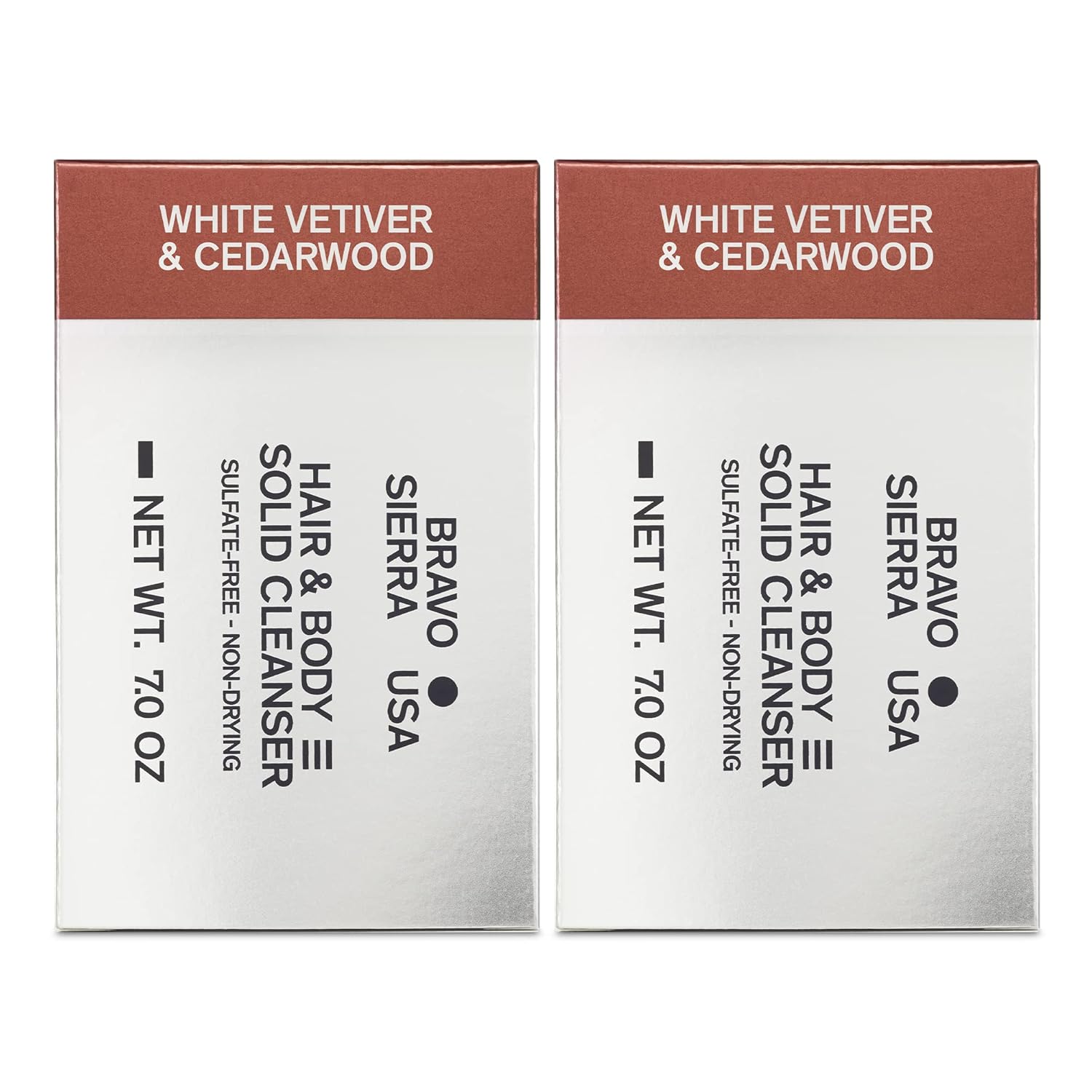 Bravo Sierra All-In-One Shampoo & Soap Bar For Men'S Face, Hair & Body - White Vetiver & Cedarwood, 7 Oz - Coconut, Shea Butter And Oat Flour For Soft Skin And Healthy Hair