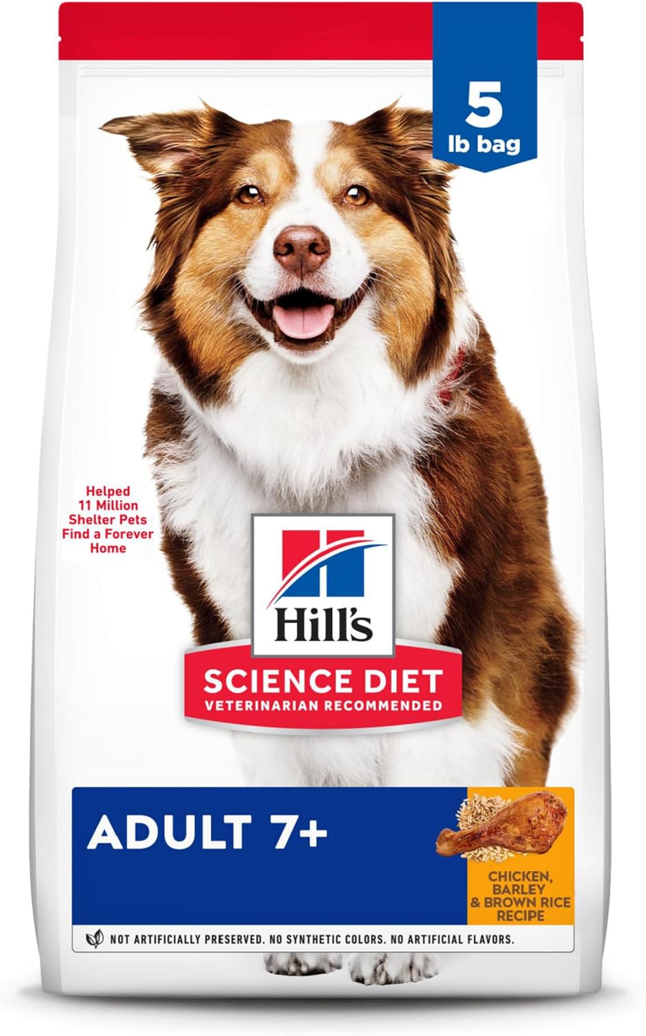 Hill'S Science Diet Adult 7+, Senior Adult 7+ Premium Nutrition, Dry Dog Food, Chicken, Brown Rice, & Barley, 5 Lb Bag