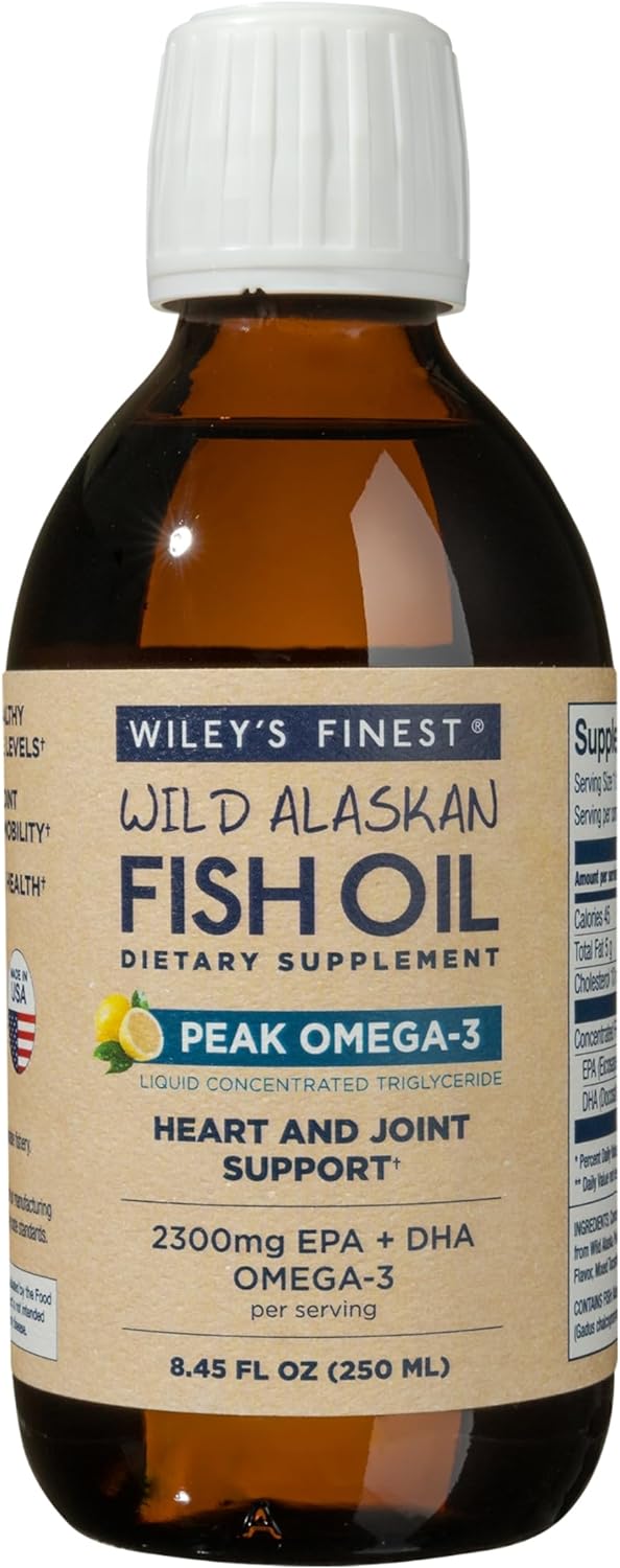 Wiley's Finest Wild Alaskan Fish Oil Peak Omega-3 Liquid Supplement -