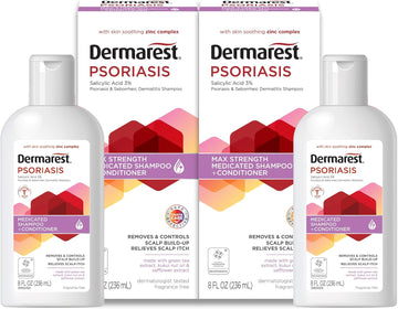 Dermarest Psoriasis Medicated Shampoo And Conditioner, Unscented, Dermatologist Tested, 8 Ounces, (Pack Of 2)