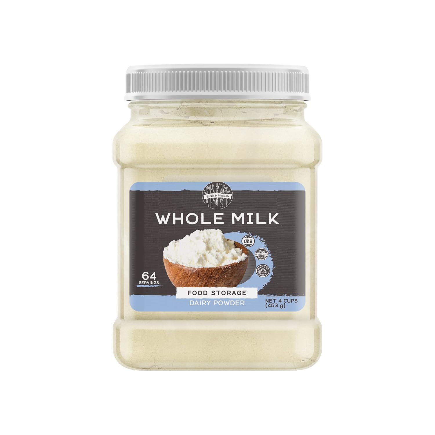 Birch & Meadow 4 Cups Of Whole Milk Powder, Light Sweet Taste