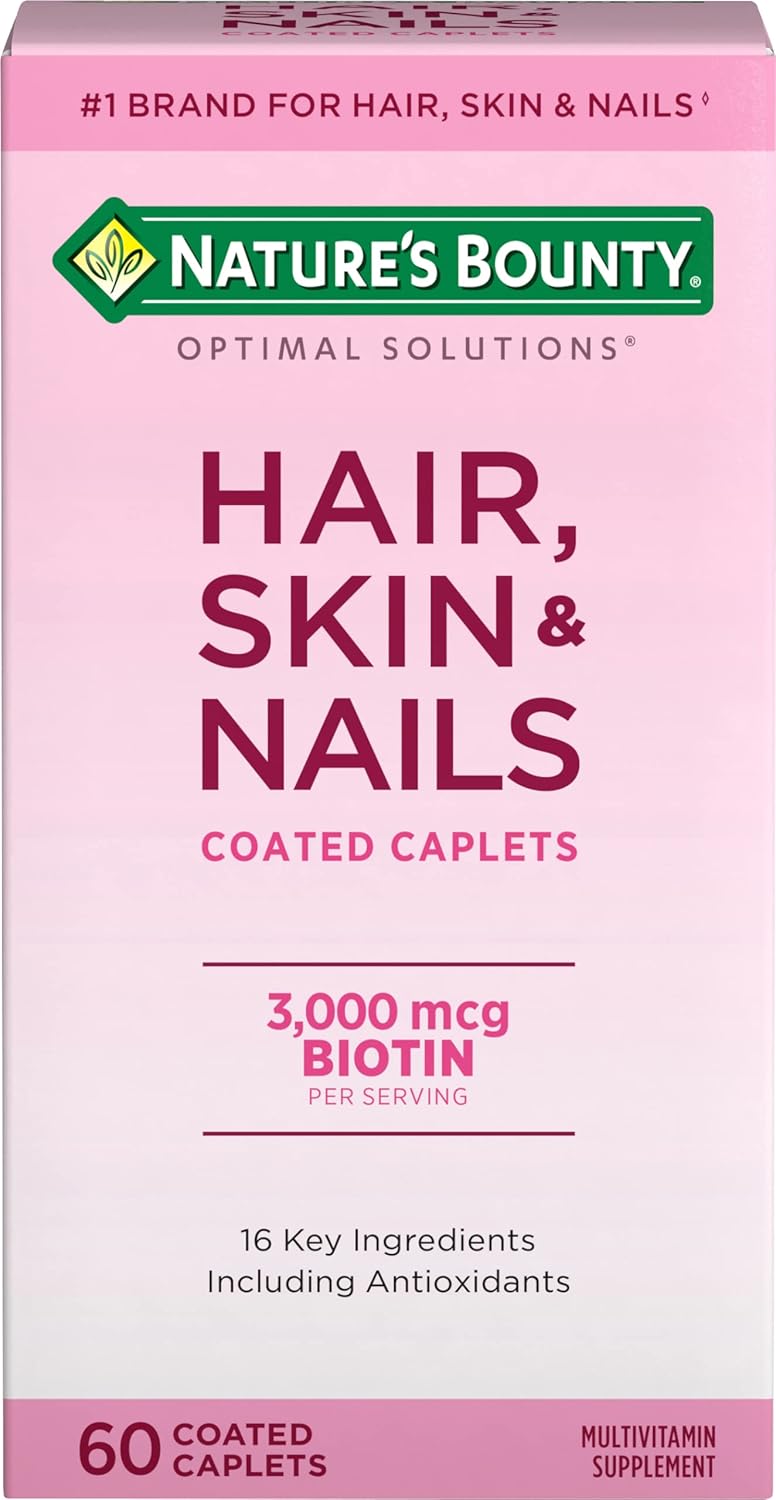 Nature'S Bounty Optimal Solutions Hair, Skin & Nails Formula, With 3,000 Mcg Biotin, 60 Coated Caplets