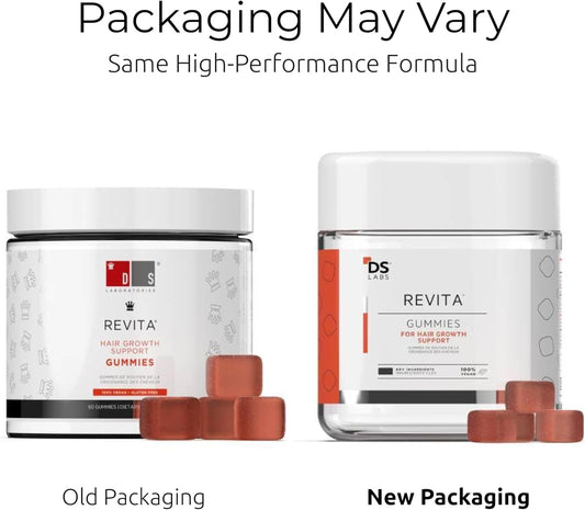 Ds Labs Revita Hair Vitamin Gummies - Support For Thicker, Fuller-Looking Hair, With Biotin, Zinc, Vitamin D, Iron, Magnesium & Melatonin, Vegan, Gluten-Free, Gelatin-Free, 60 Gummies