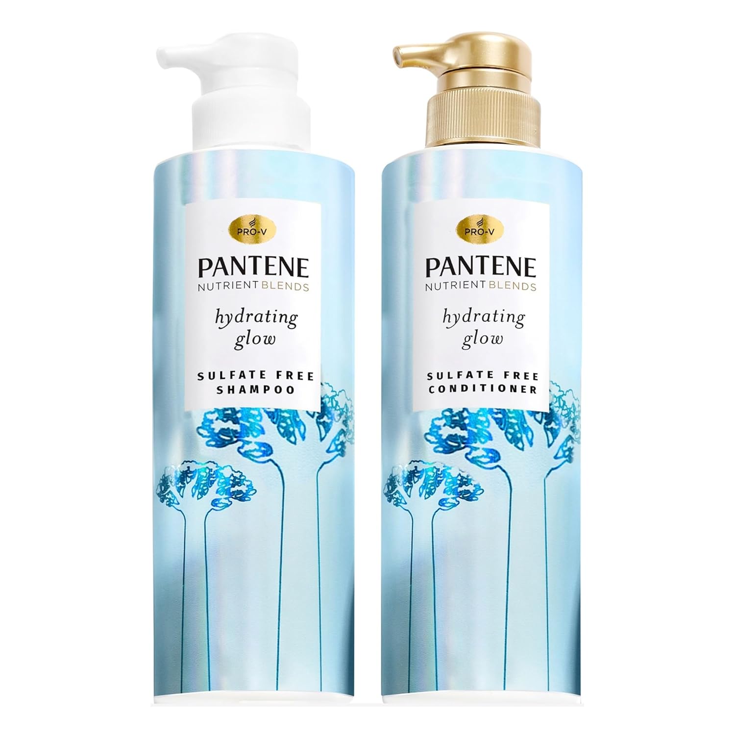 Pantene Nutrient Blends Hydrating Glow With Baobab Essence Sulfate-Free 14.9 Oz Shampoo, 13.5 Oz Conditioner, Intense Rescue Shot Treatment 0.5 Oz For Dry Hair