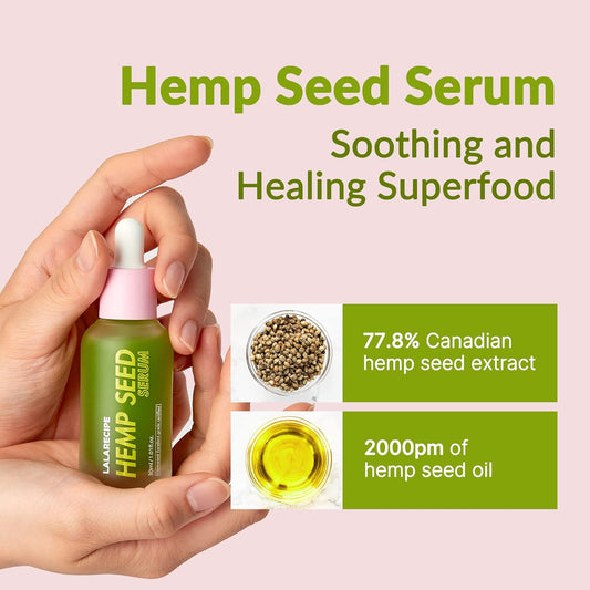 Hemp Seed Facial Serum | Calming & Hydrating Serum With 77.8% Hemp Seed Extract & Cica | Korean Skincare For Troubled & Sensitive Skin (1.01 Fl Oz)