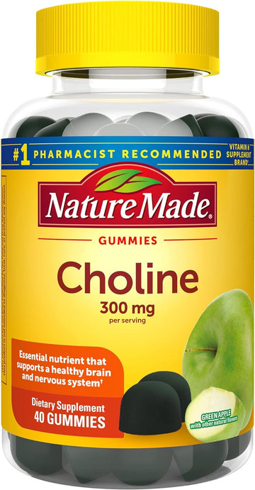 Nature Made Choline Supplements, Supports Liver Health, Nervous System Function And Brain Health, 40 Vegan Gummies, 20 Day Supply