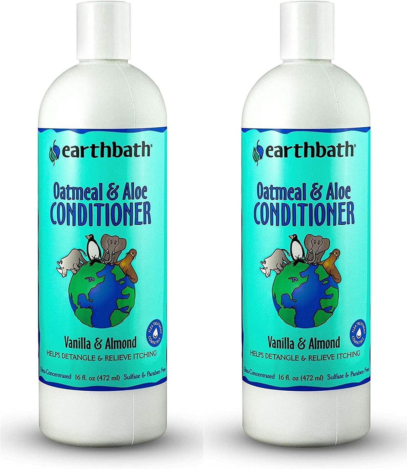 earthbath, Oatmeal & Aloe Conditioner - Dog Conditioner for Allergies & Itching, Dry Skin, Helps Detangle & Relieve Itching, Made in USA, Cruelty Free Pet Conditioners - 16 Oz (2 Pack)