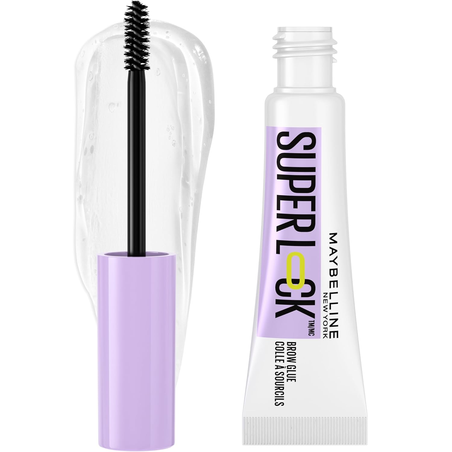 Maybelline Super Lock Brow Glue Eyebrow Gel, Lightweight Brow Gel For Up To 24Hr Hold, Clear, 1 Count