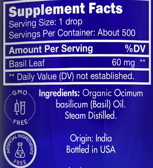 Organic Basil Essential Oil By Zongle – 100% Pure Natural, Therapeutic & Food Grade For Cooking, Aromatherapy, Topical & Oral Use – 1 Oz