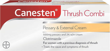 Canesten Thrush Combi Pessary & External Cream for Thrush Treatment | Clotrimazole | Two-Step Complete Relief Thrush Treatment