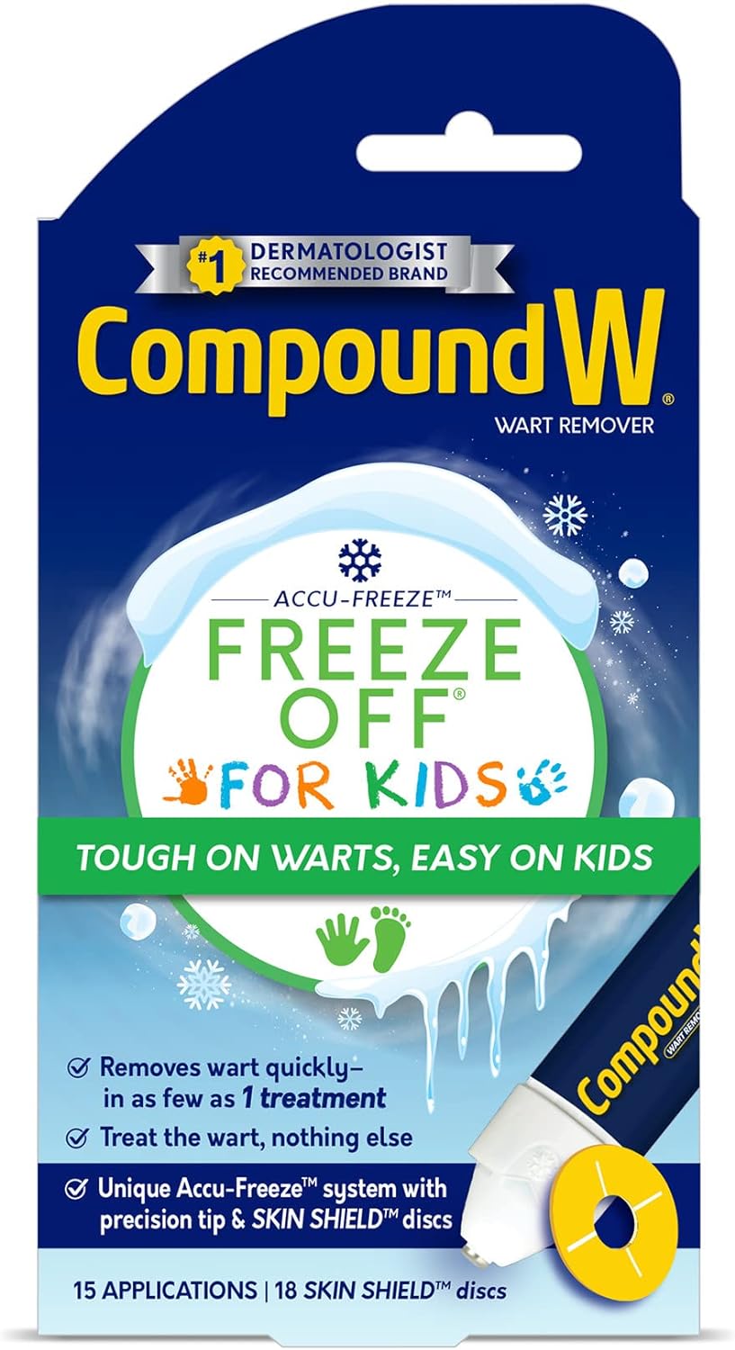 Compound W Freeze Off for Kids Wart Remover, 15 Freeze Applications and 18 Skin Shield Discs, For Common and Plantar Wart Removal