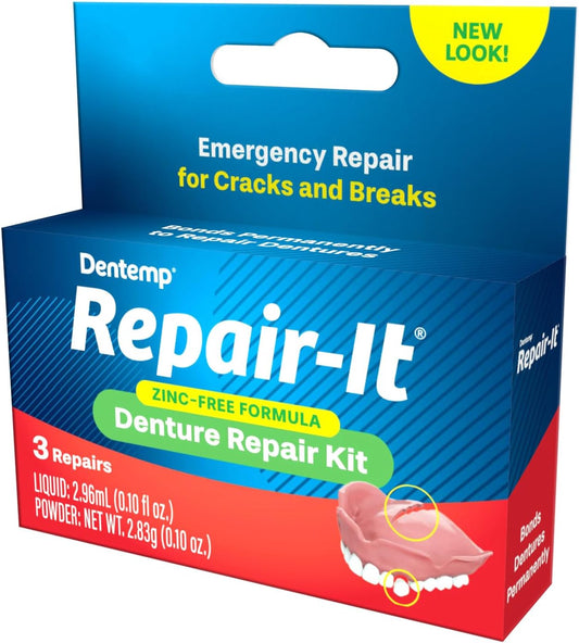 Dentemp Repair Kit - Repair-It Advanced Formula Denture Repair Kit (Pack Of 3) - Denture Repair Kit Repairs Broken Dentures - Denture Repair To Mend Cracks & Replace Loose Teeth