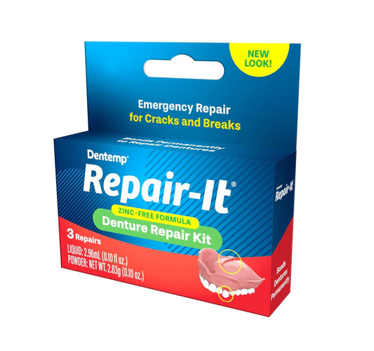 Dentemp Repair Kit - Repair-It Advanced Formula Denture Repair Kit (Pack of 3) - Denture Repair Kit Repairs Broken Dentures - Denture Repair to Mend Cracks & Replace Loose Teeth