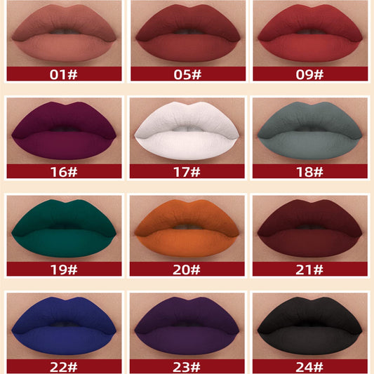 Maepeor Matte Liquid Lipstick Set 12Pcs Smooth Creamy Velvet Lipstick Long-Lasting Waterproof Smudgeproof Lip Gloss For Women And Girls (Matte, 12Pcs-02)