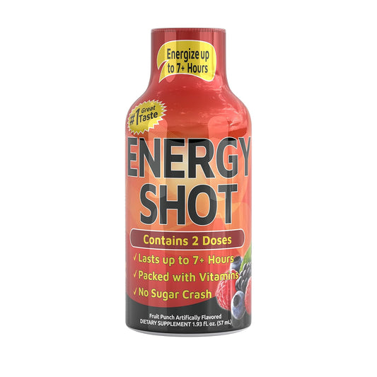 Grade A Quality Shots, Fruit Punch Flavor, Up To 7+ Hours Of Energy, 1.93 Fl Oz, 12 Count