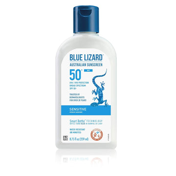 Blue Lizard Sensitive Mineral Sunscreen With Zinc Oxide, Spf 50+, Water Resistant, Uva/Uvb Protection With Smart Bottle Technology - Fragrance Free, 8.75 Oz