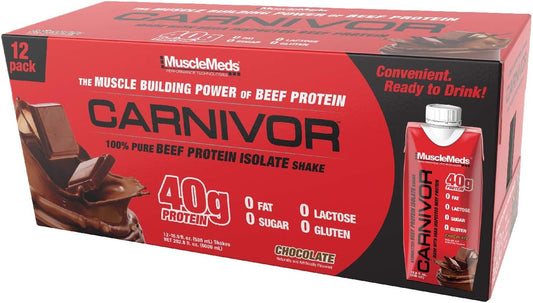 MuscleMeds Carnivor RTD, Ready to Drink Protein, Lactose Free, Sugar Free, 40g Isolate Protein, Muscle Building, Recovery, Fruity Cereal, 16.9 Fl Oz (Pack of 12)