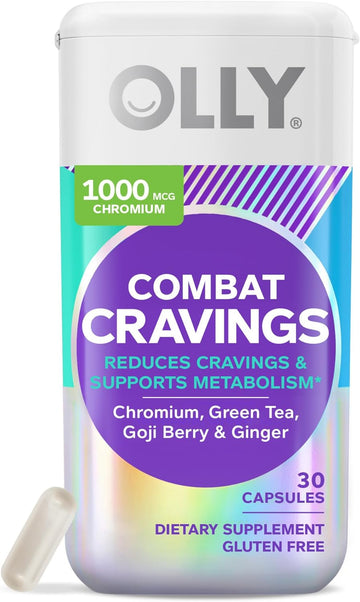 OLLY Combat Cravings, Metabolism & Energy Support Supplement,1000 mcg Chromium, Green Tea, Goji Berry, Ginger - 30 Count