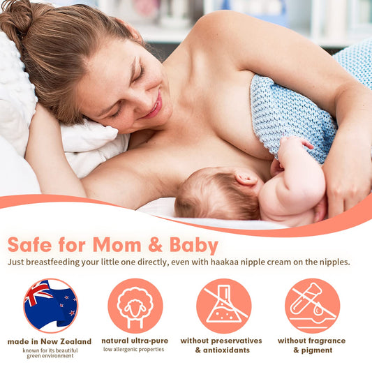 haakaa Nipple Butter Lanolin Nipple Cream for Breastfeeding Natural Nipple Balm | Made in New Zealand | Reduce Nipple Pain Speed up Healing 1.76 oz | Meet US Pharmacopeia Standard