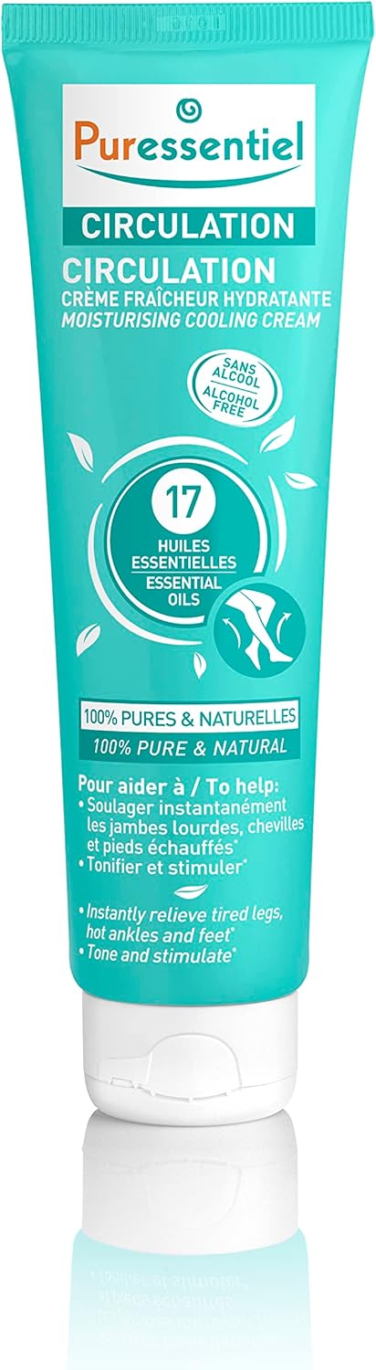 Puressentiel - Circulation – Moisturising Cooling Cream - With 17 Essential Oils - 99.5% Natural Origin Formula - Instant And Lasting Relief For Tired Legs, Hot Feet And Ankles - 100 Ml