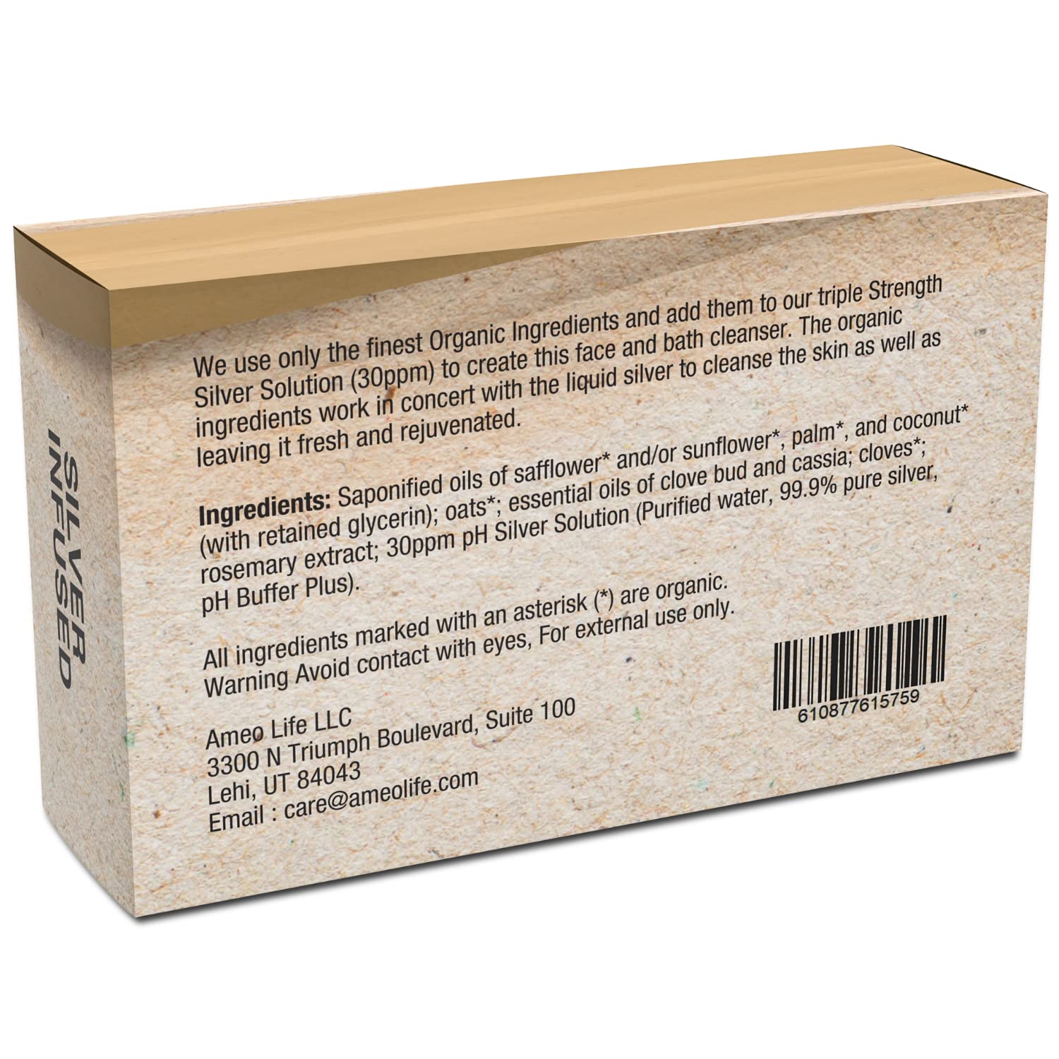 Ameo Life Oatmeal Spice Silver Soap With 30Ppm Silver - Naturally Cleanses The Skin, 4 Oz Colloidal Silver Soap Bar For Women And Men : Beauty & Personal Care