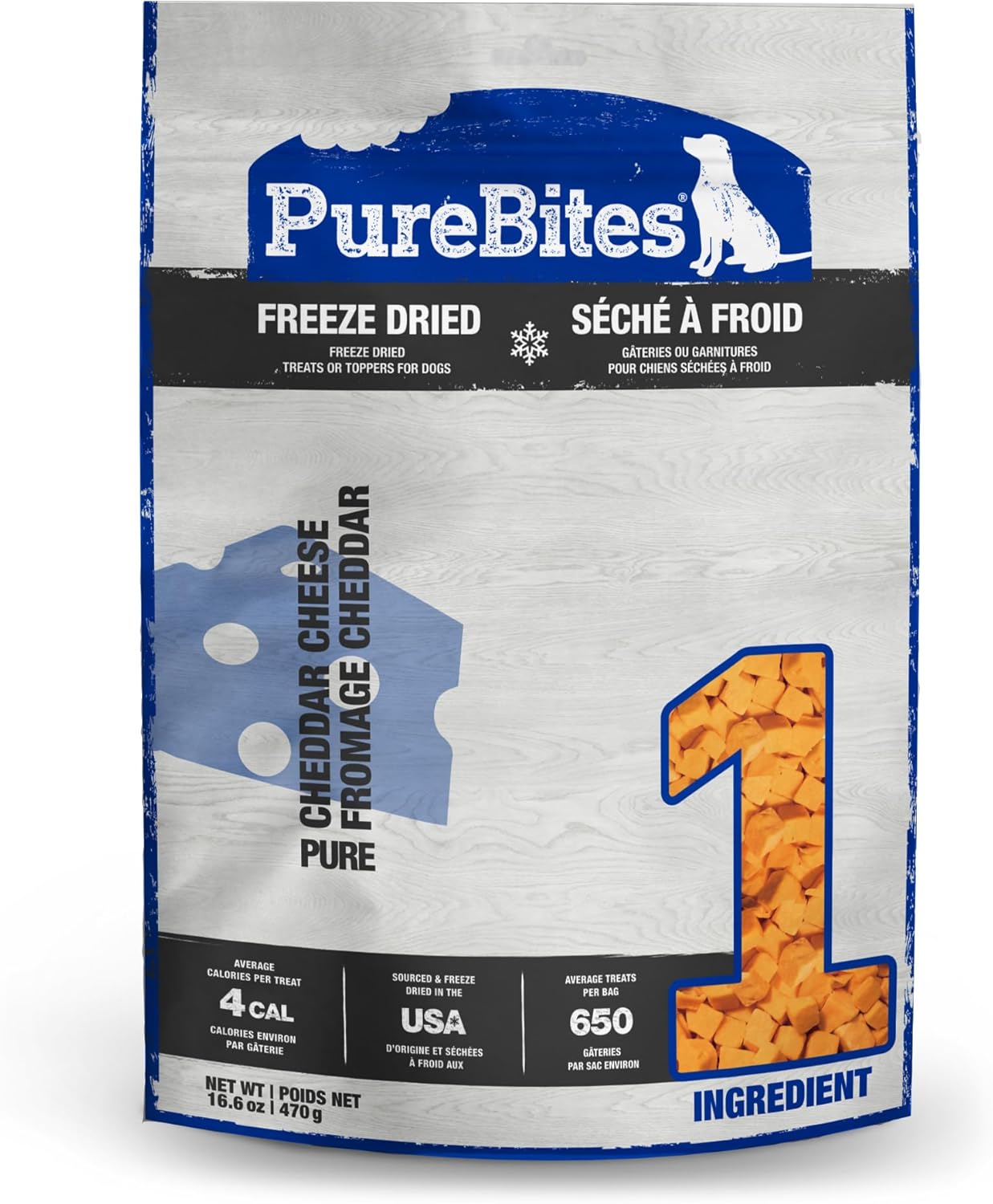 Purebites Cheese Freeze Dried Dog Treats, 1 Ingredient, Made In Usa, 16.6Oz