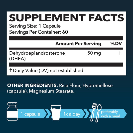 Dhea Supplement For Women And Men To Promote Hormone Balance - Dhea 50Mg | Supports Balanced Hormone Levels For Men And Women - Dhea Supplementation For Men And Women - 60 Non-Gmo, Vegan Capsules