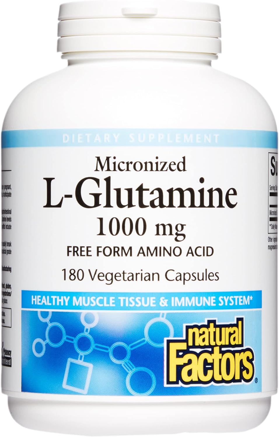 Natural Factors, Micronized L-Glutamine 1000 mg, Supports Muscles and Immune Function, 180 Capsules