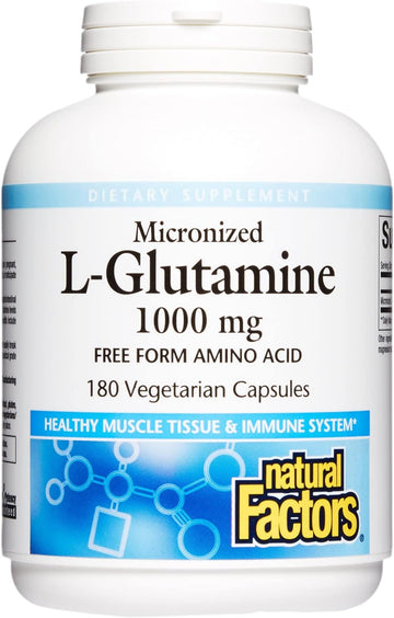 Natural Factors, Micronized L-Glutamine 1000 mg, Supports Muscles and Immune Function, 180 Capsules