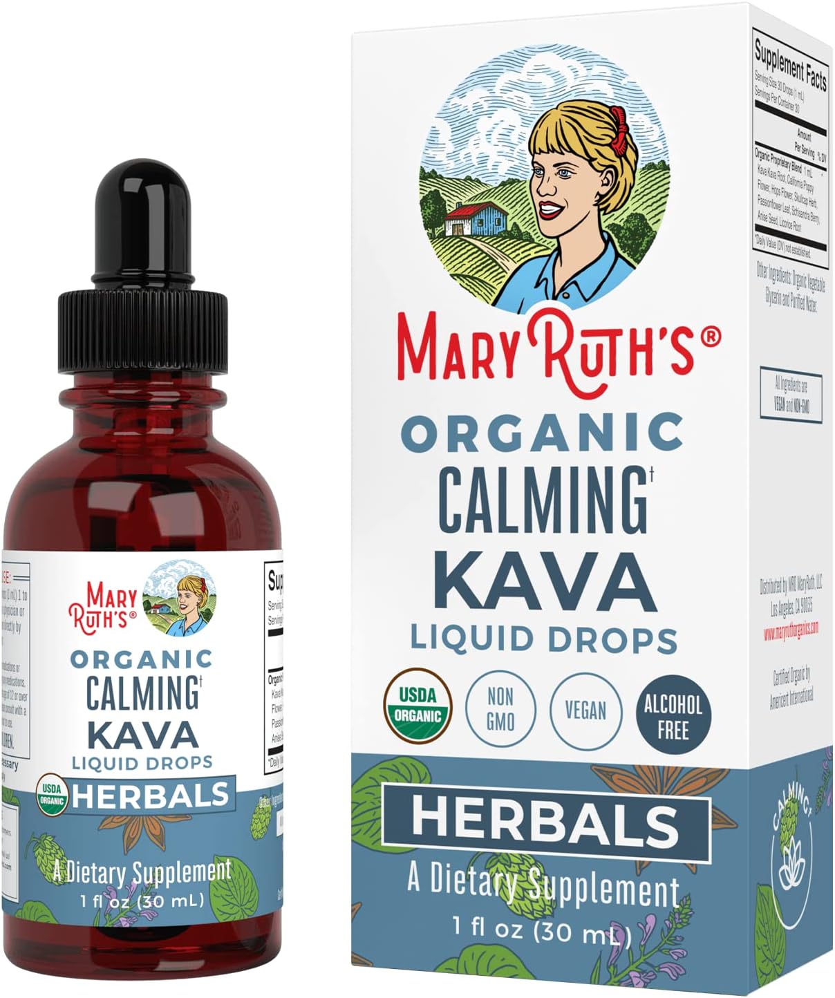 Maryruth Organics, Herbal Supplement Drop, Calmness & Relaxation, Pack Of 1, Usda Kava Root, Sugar/Gluten Free, Support Sleep, Calm & Stress Relief, Vegan, Non-Gmo, 30 Servings