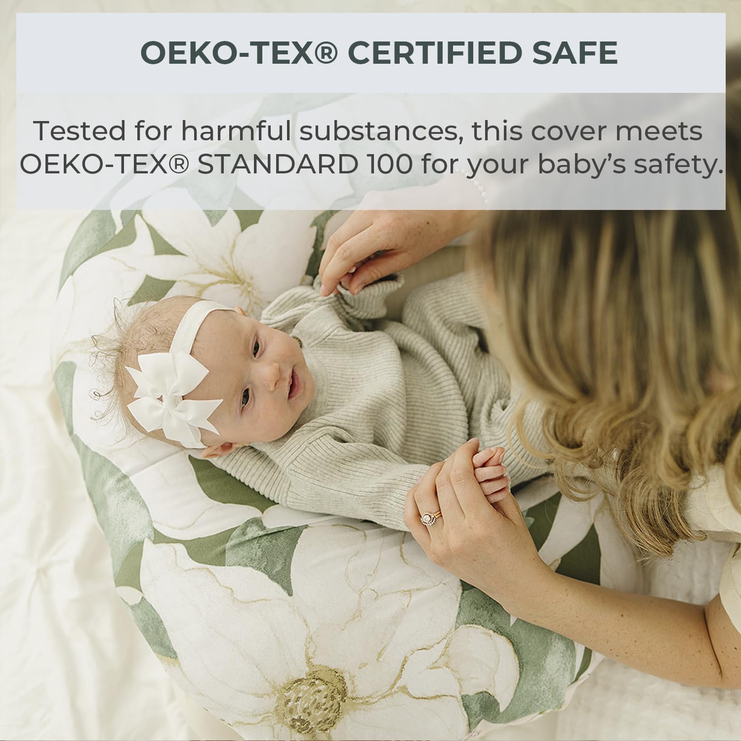 Pobibaby 1-Pack Premium Nursing Pillow Cover - Ultra Soft & Stretchy 96% Cotton, Breastfeeding Pillow Cover For Baby Boys And Girls (Zephyr)