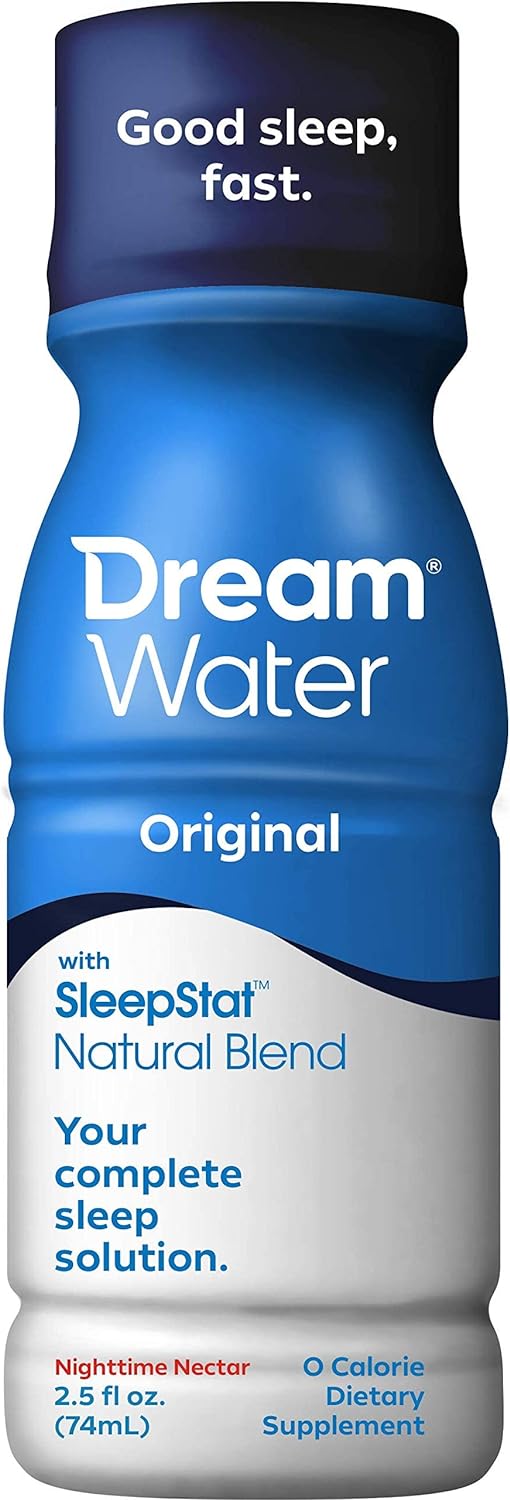 Dream Water Sleep Aid Supplement Drink; Melatonin 5mg, GABA, 5-HTP; Zero Sugar, Natural Flavors, No Added Colors, 2.5 oz Liquid Sleep Shots, Nighttime Nectar, 12-Count