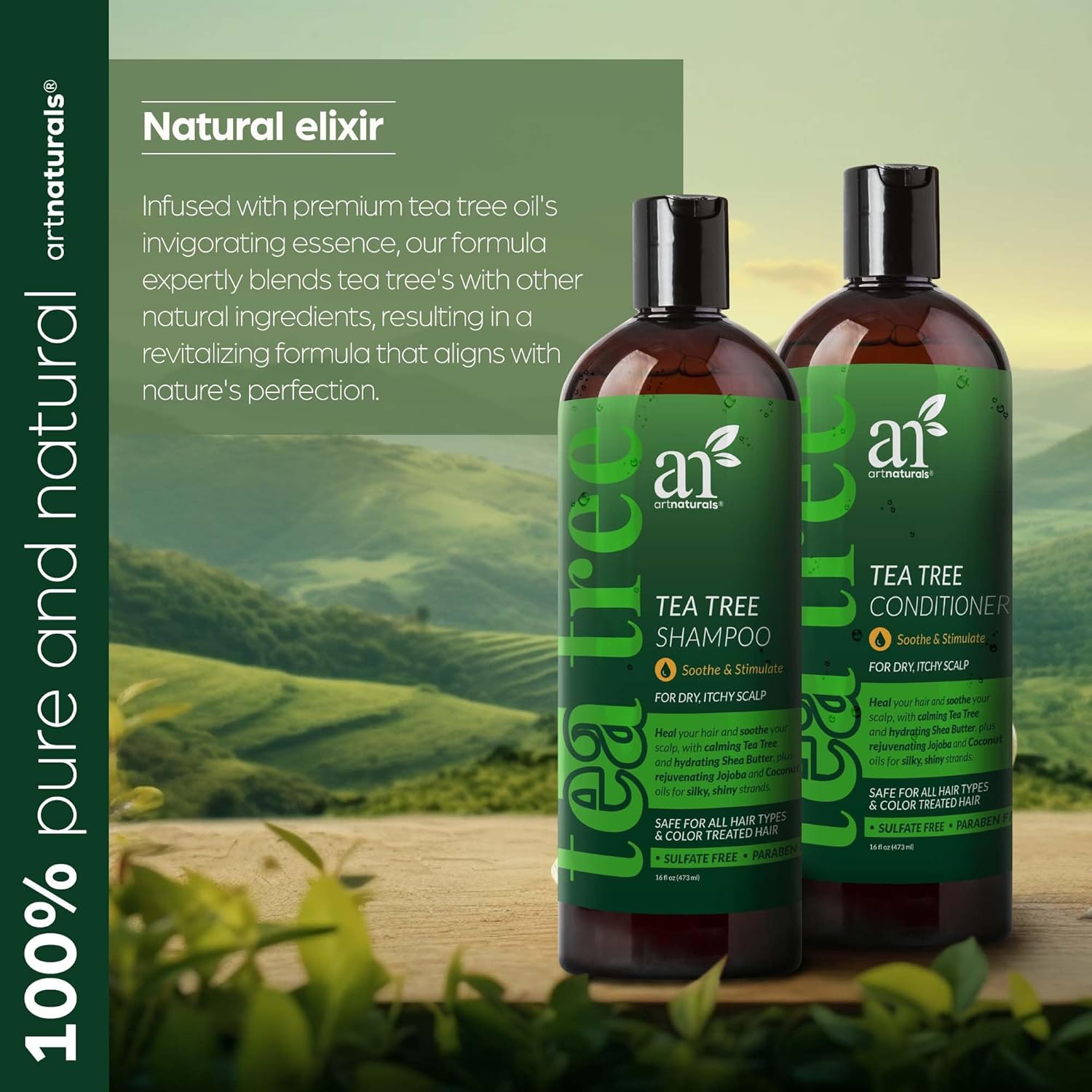 artnaturals Tea Tree Shampoo and Conditioner Set - (2 x 16 Fl Oz / 473ml) – Sulfate Free – Therapeutic Grade Tea Tree Essential Oil - Deep Cleansing for Dandruff, Lice, Dry Scalp and Itchy Hair : Beauty & Personal Care