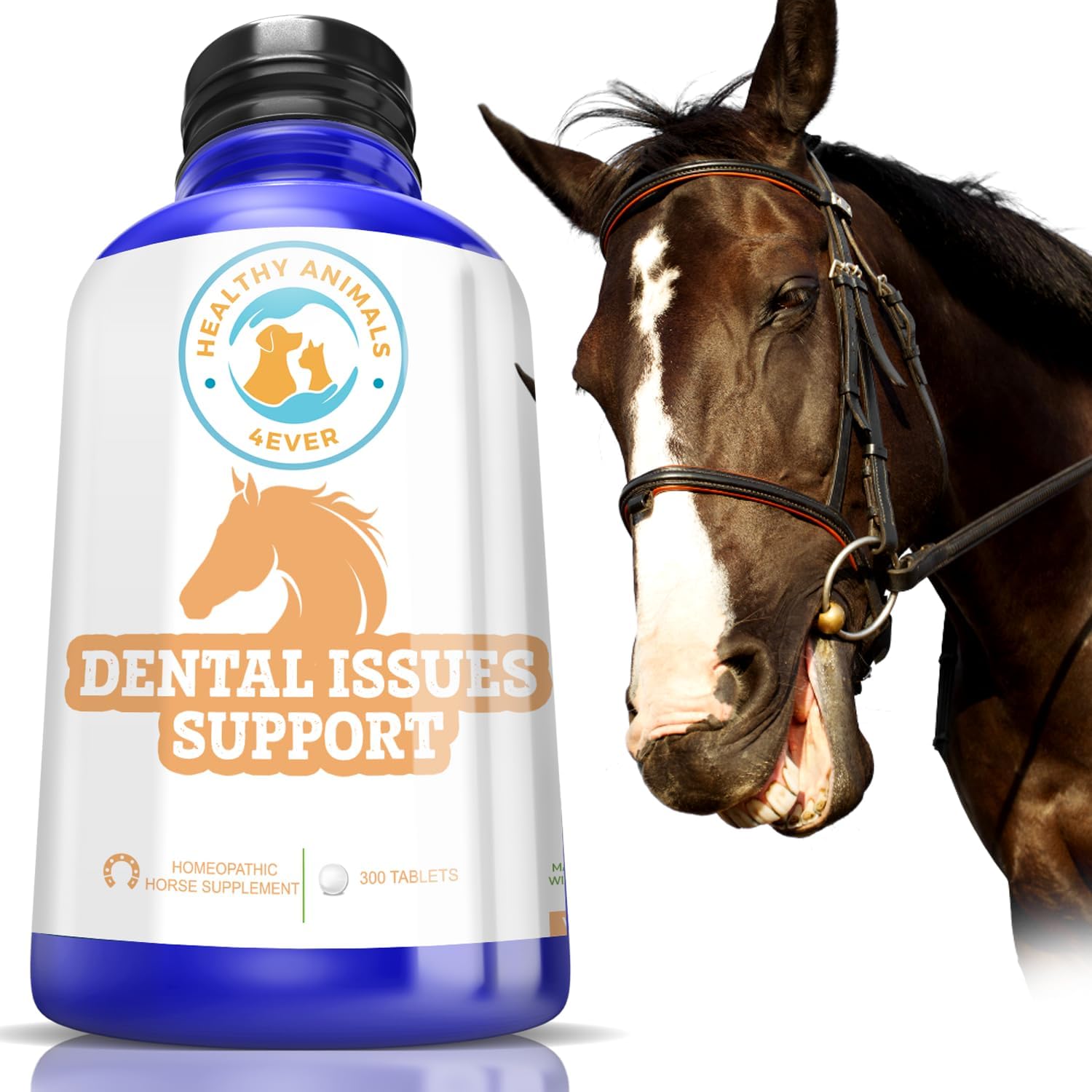 All-Natural Horse Dental Health Support - Maintains Strong, Healthy Teeth & Bones - Dental Supplements for Horses - Homeopathic & Highly Effective - 300 Tablets