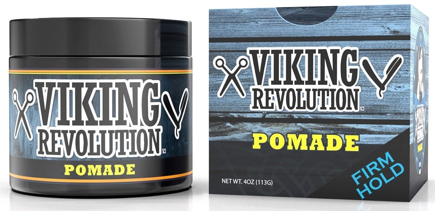 Viking Revolution Pomade for Men 4oz - Firm Strong Hold & High Shine for Classic Styling - Water Based & Easy to Wash Out (Firm, 1 Pack) : Beauty & Personal Care