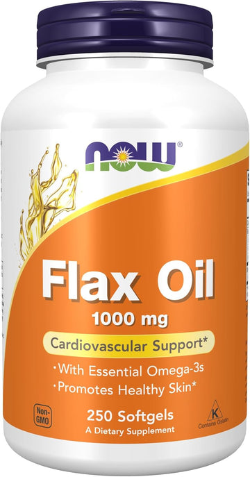 Now Foods Supplements, Flax Oil 1,000 Mg Made With Organic Flax Oil, Cardiovascular Support*, 250 Softgels