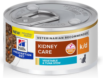 Hill'S Prescription Diet K/D Kidney Care Vegetable, Tuna & Rice Stew Wet Cat Food, Veterinary Diet, 2.9 Oz. Cans, 24-Pack
